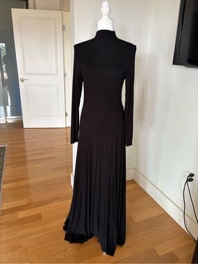 Free People Beach Black Long-Sleeve Mock Neck Maxi Dress